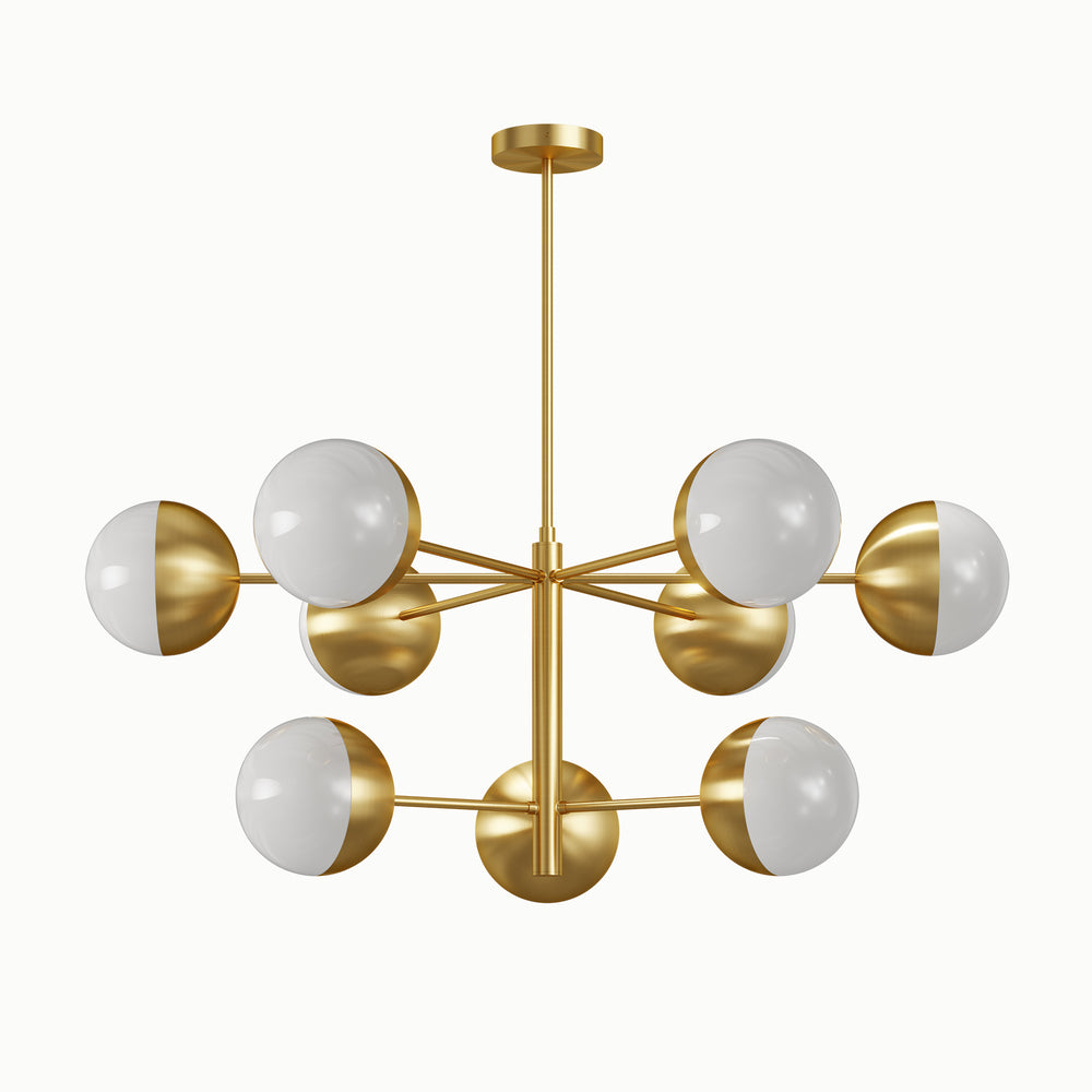 Brass Magic Bean Spherical Frosted Glass Double-Tier Chandelier