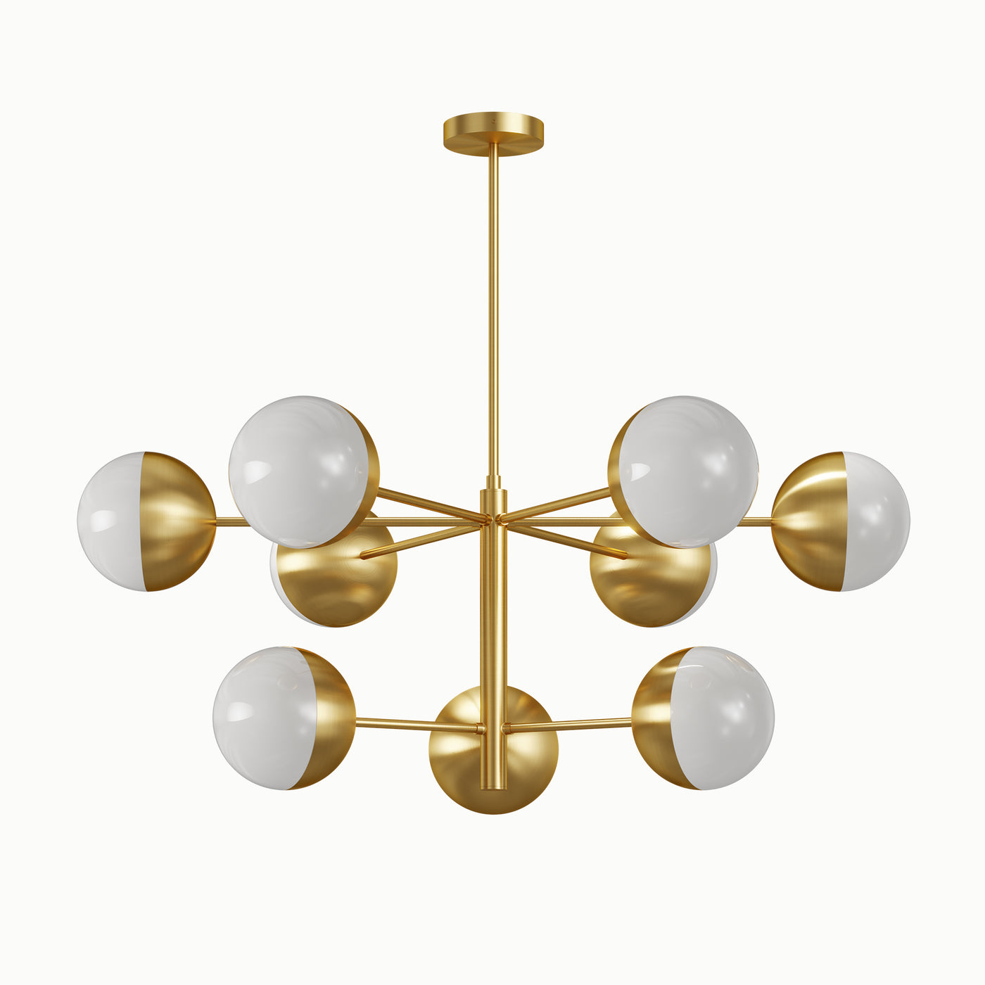 Brass Magic Bean Spherical Frosted Glass Double-Tier Chandelier