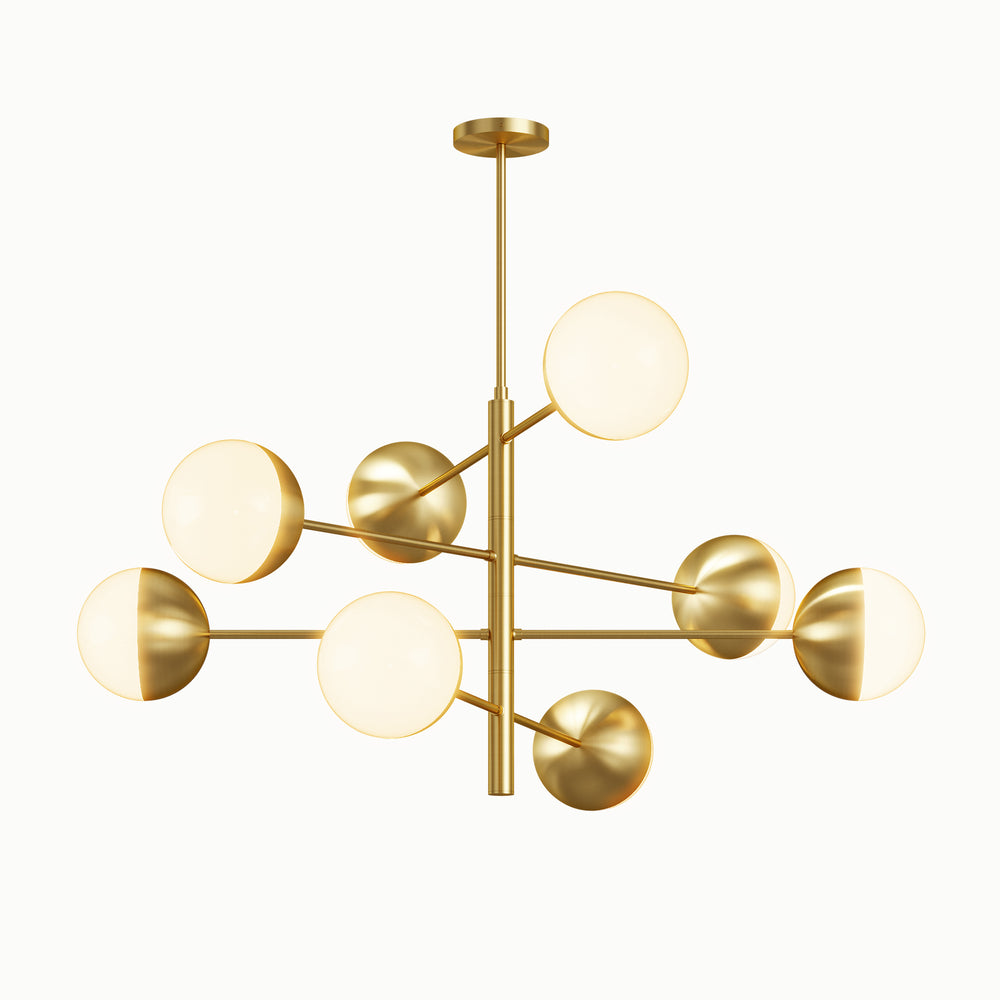Brass Magic Bean Spherical Frosted Glass Chandelier
