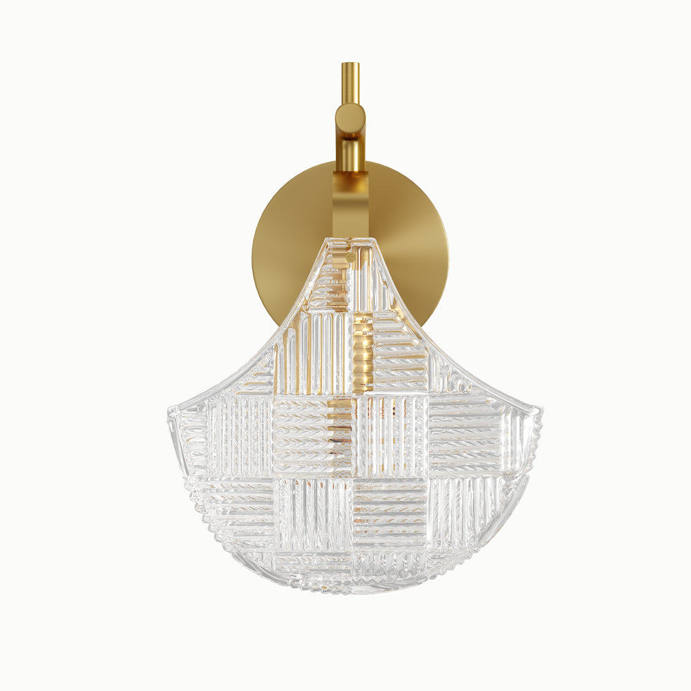 Brass Ginkgo Leaf Relief Glass Wall Sconce