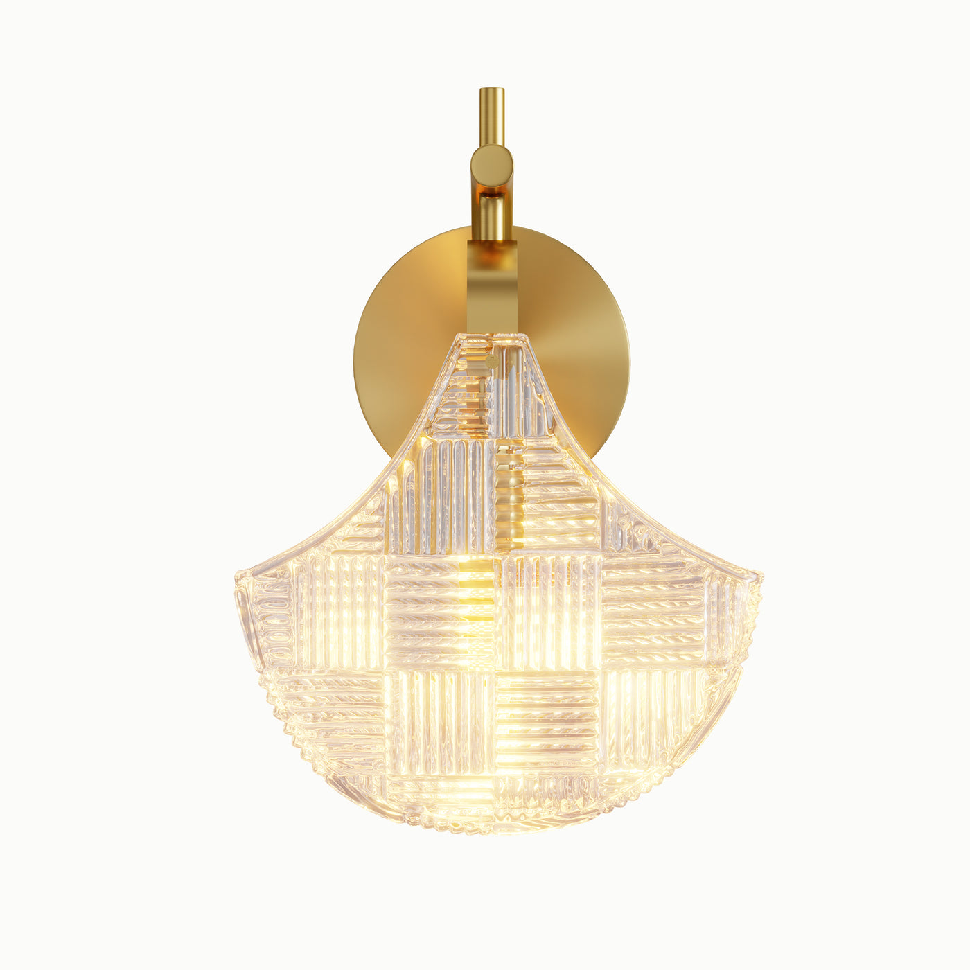 Brass Ginkgo Leaf Relief Glass Wall Sconce