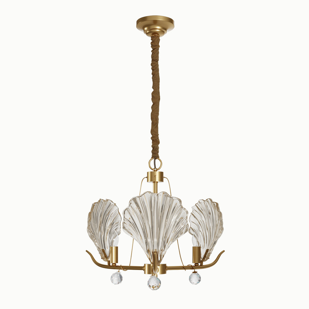 Round Multi-Head Shell Glass Chandelier