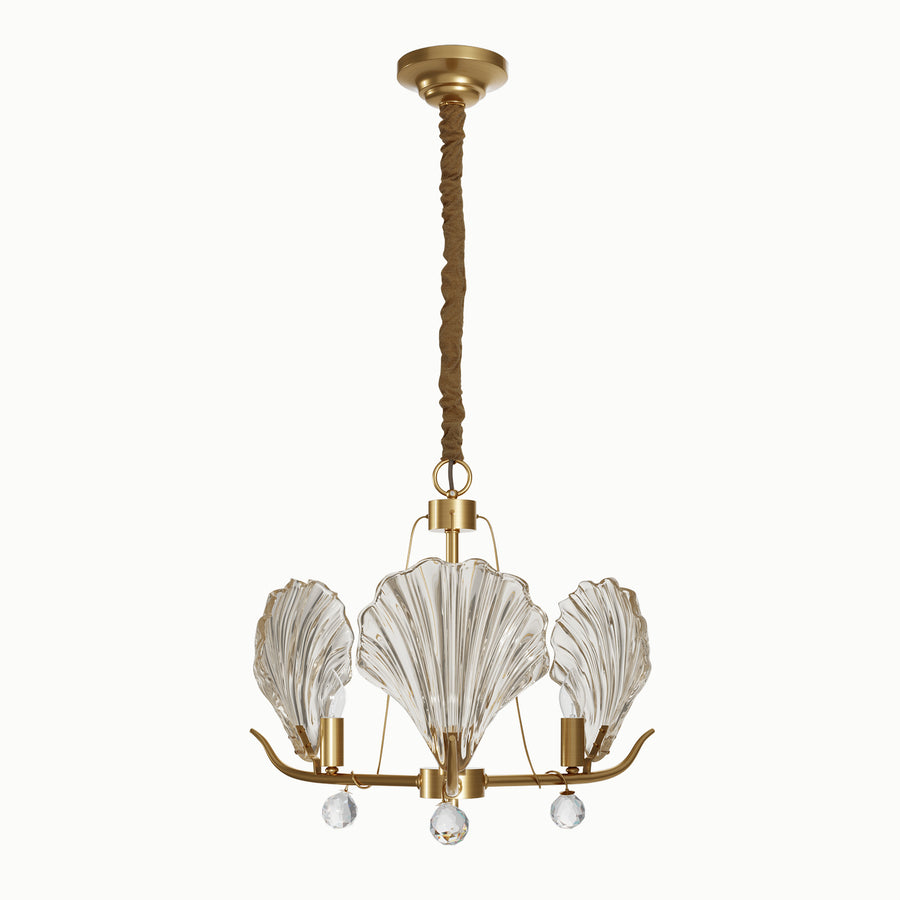 Round Multi-Head Shell Glass Chandelier