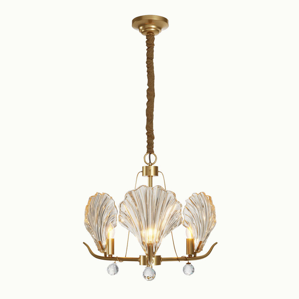 Round Multi-Head Shell Glass Chandelier