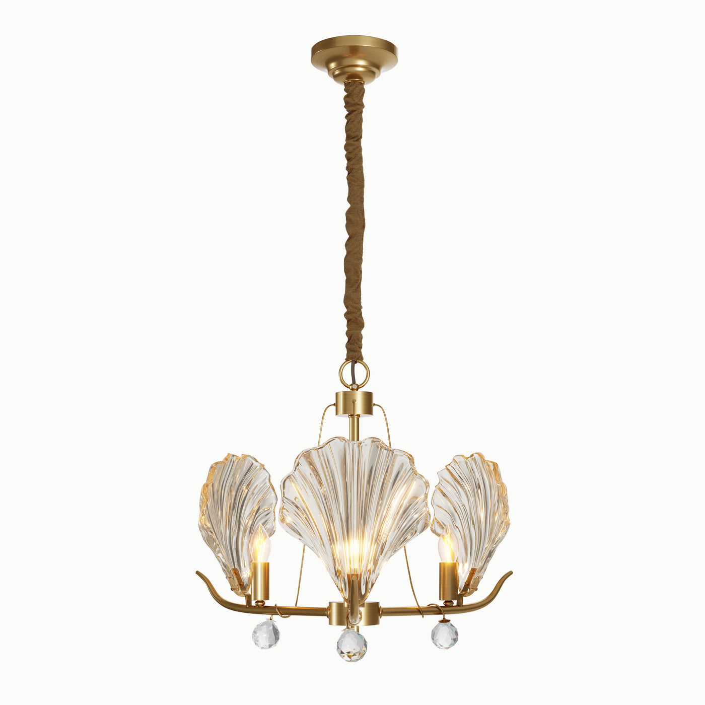 Round Multi-Head Shell Glass Chandelier