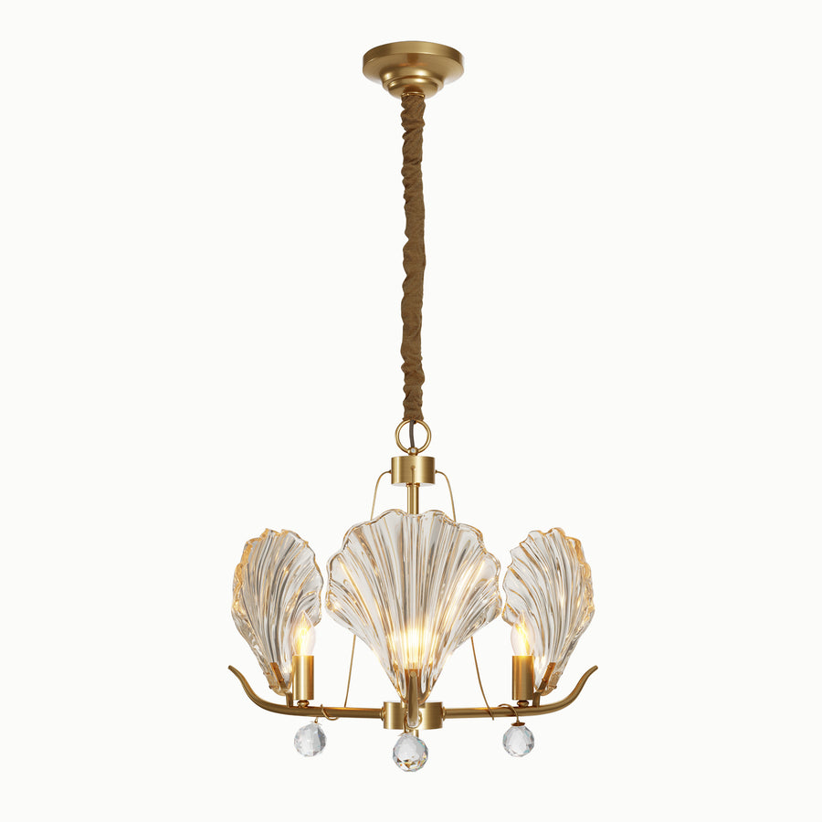 Round Multi-Head Shell Glass Chandelier