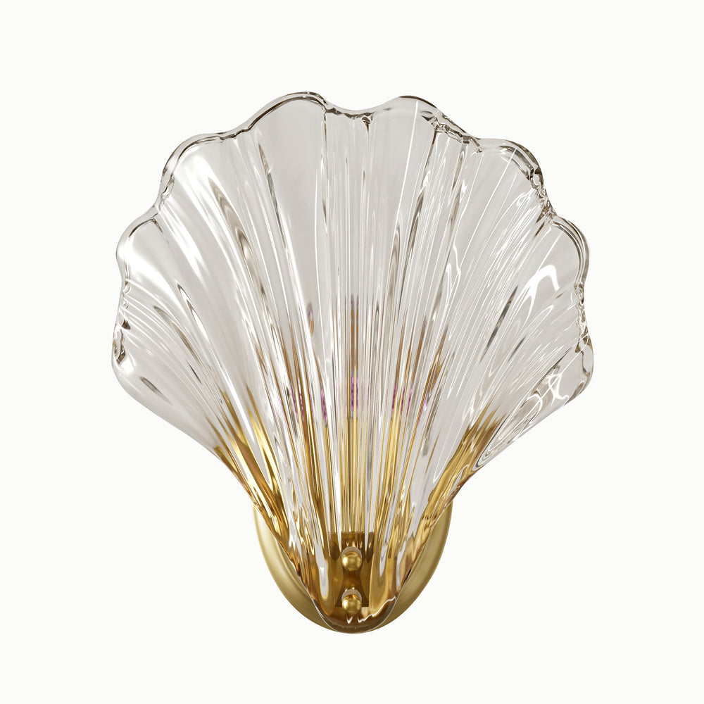 Brass Transparent Shell Glass Wall Sconce