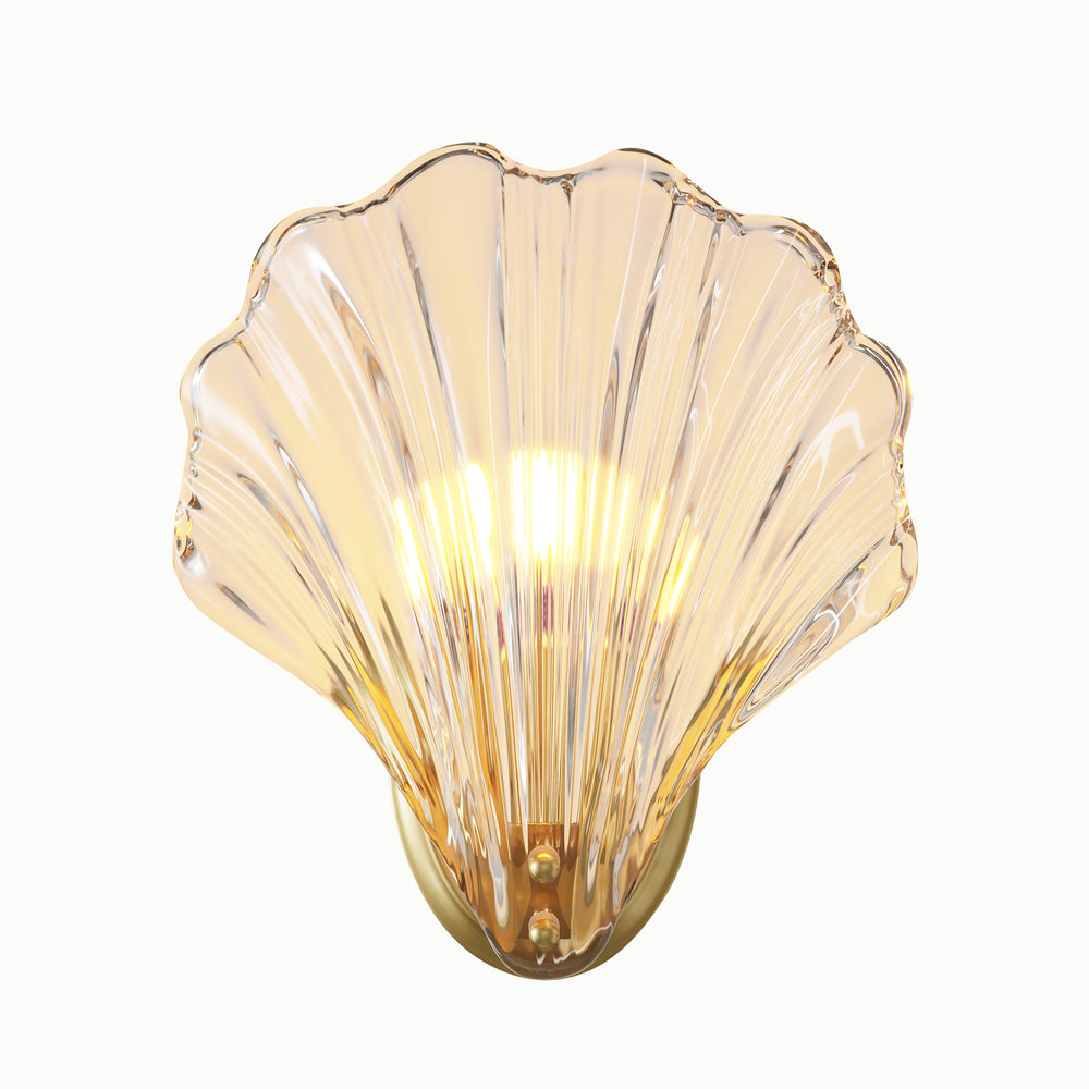 Brass Transparent Shell Glass Wall Sconce