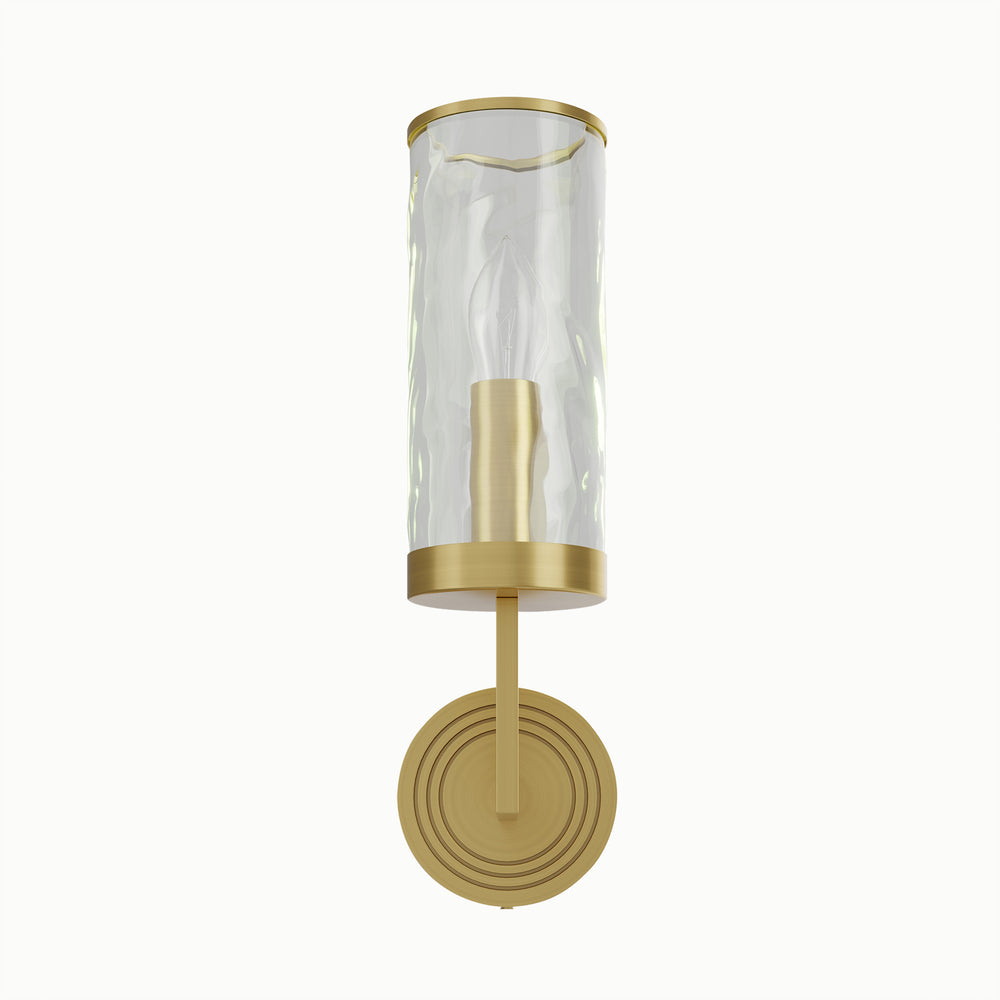 Cylindrical Tumbler Brass Water Ripple Glass Wall Sconce