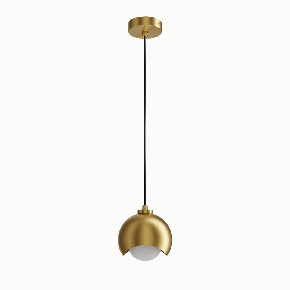 Simple Round Single Head Brass Glass Bolus Pendant Light