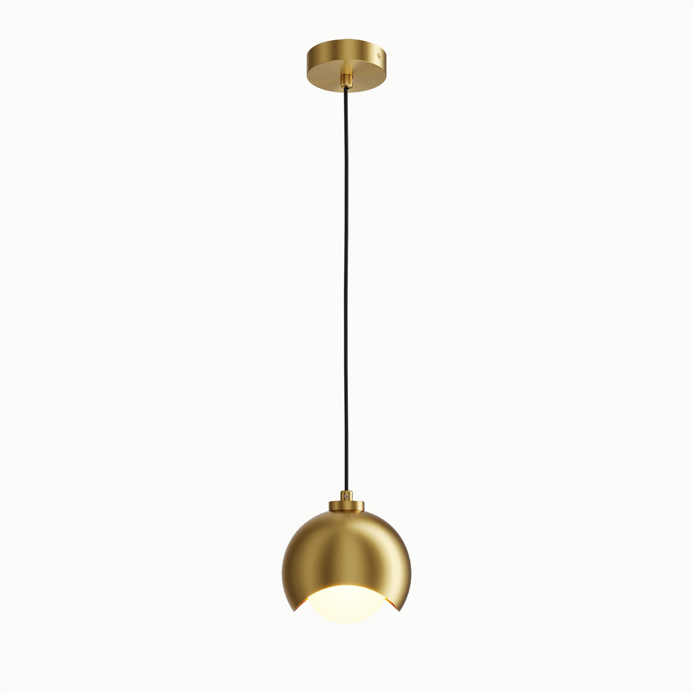 Simple Round Single Head Brass Glass Bolus Pendant Light