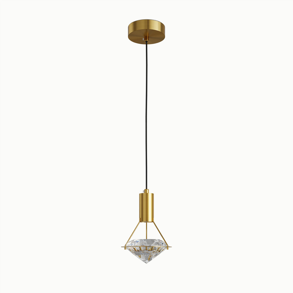 Brass Diamond Crystal Headboard Single Head Pendant Light